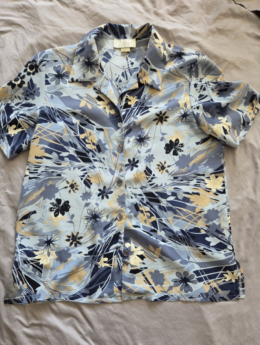 Daniel Laurent - Classic Floral Short-Sleeve Shirt - Light Blue / Navy